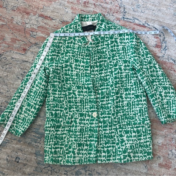 ZARA Green Jacquard tweed Jacket with Patch Pockets SZ M - Picture 14 of 16